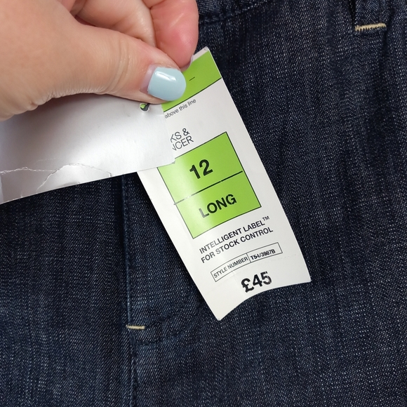 Autograph Weekend Cotton Jeans Indigo Size 12 Long Bootcut Stretch BNWT - Picture 5 of 13